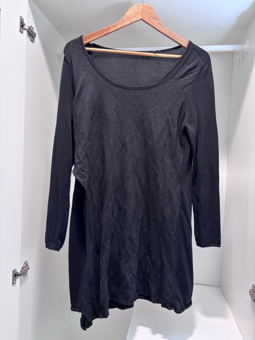 Stella Carakasi Black Scoop Neck Sweater Tunic Metallic Cotton blend